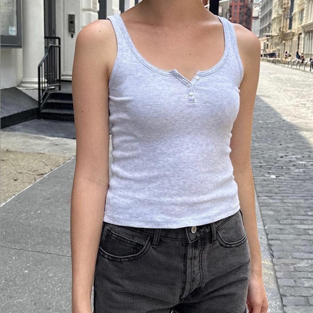 Brandy Melville Light Gray Ribbed Tank Top